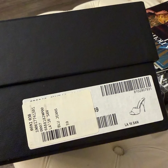 Saint Laurent Denim Open-Toe Heels - Picture 4 of 8